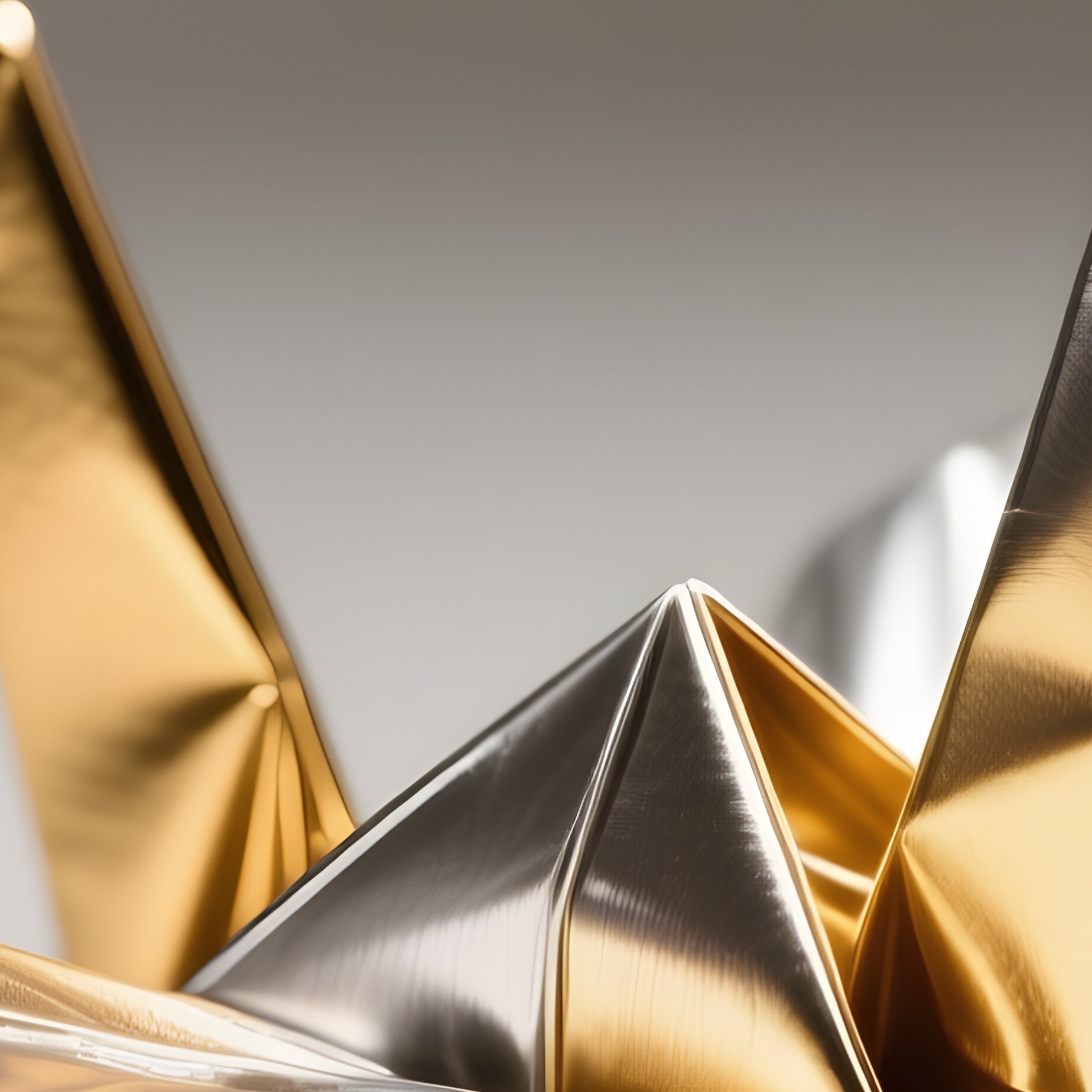 Foil Origami Crane Gold Silver Bimetal - Full Resolution Quality Preview