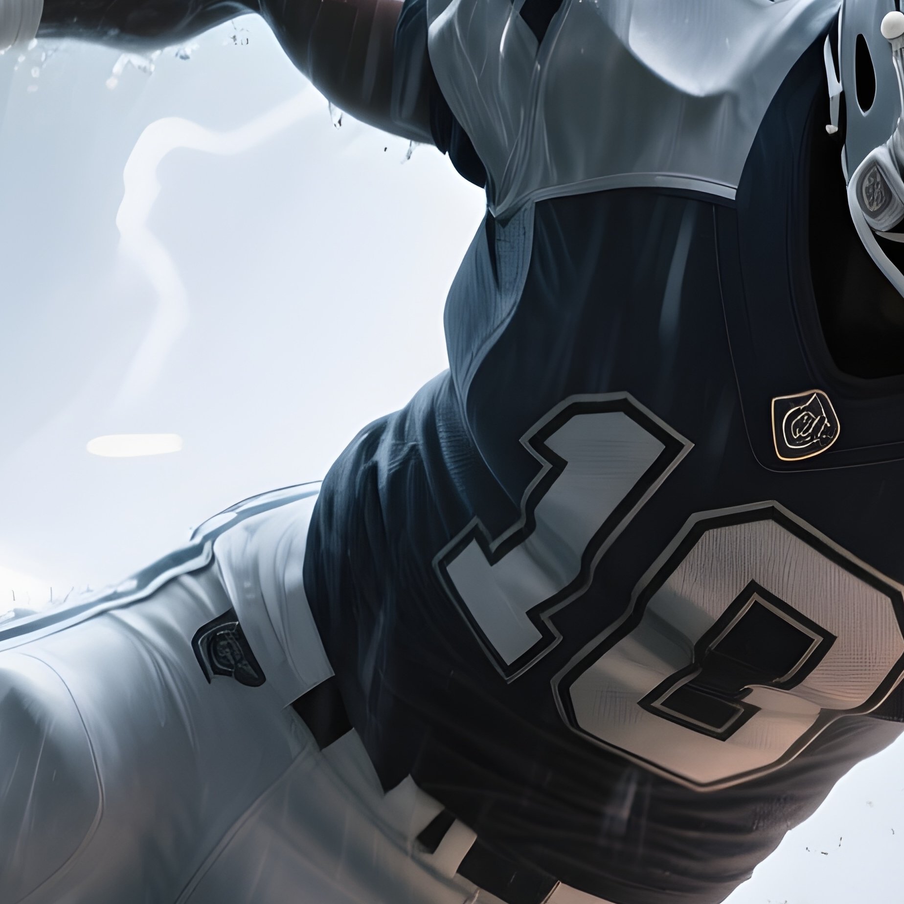 Football Player Steel Rune Tackling Through Rain And Sparks Fantasy - Full Resolution Quality Preview