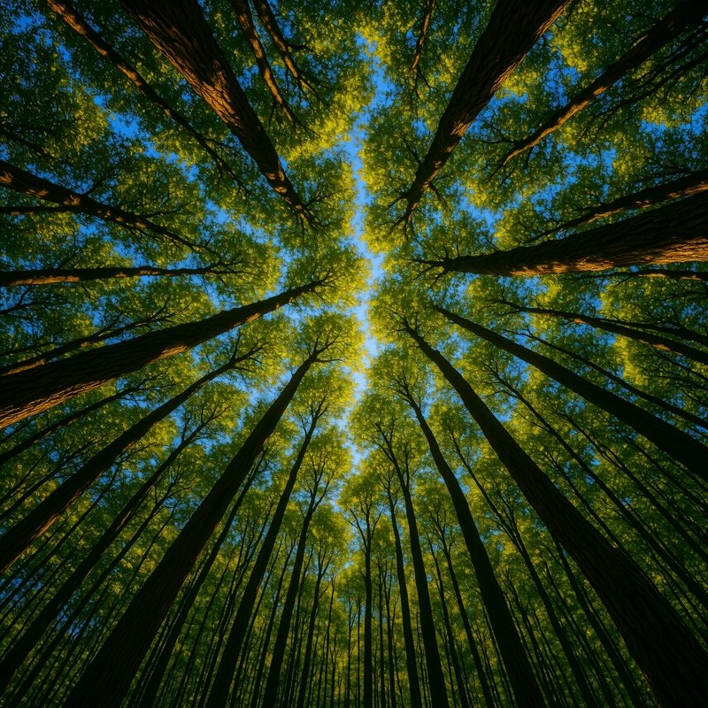 Forest Canopy Viewed From Below Forest Nature