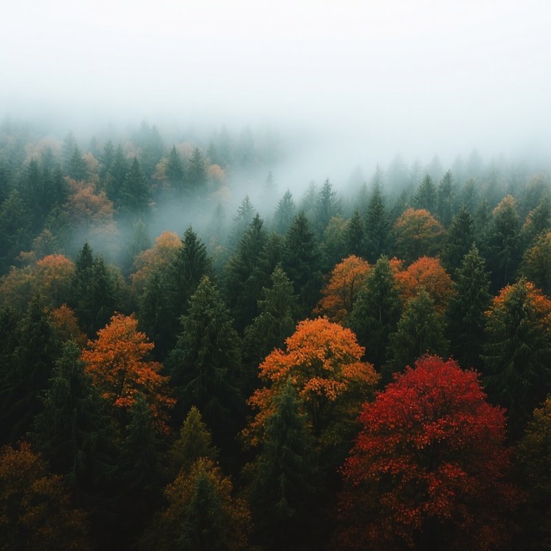 Forest Landscape With Mist Forest Mist