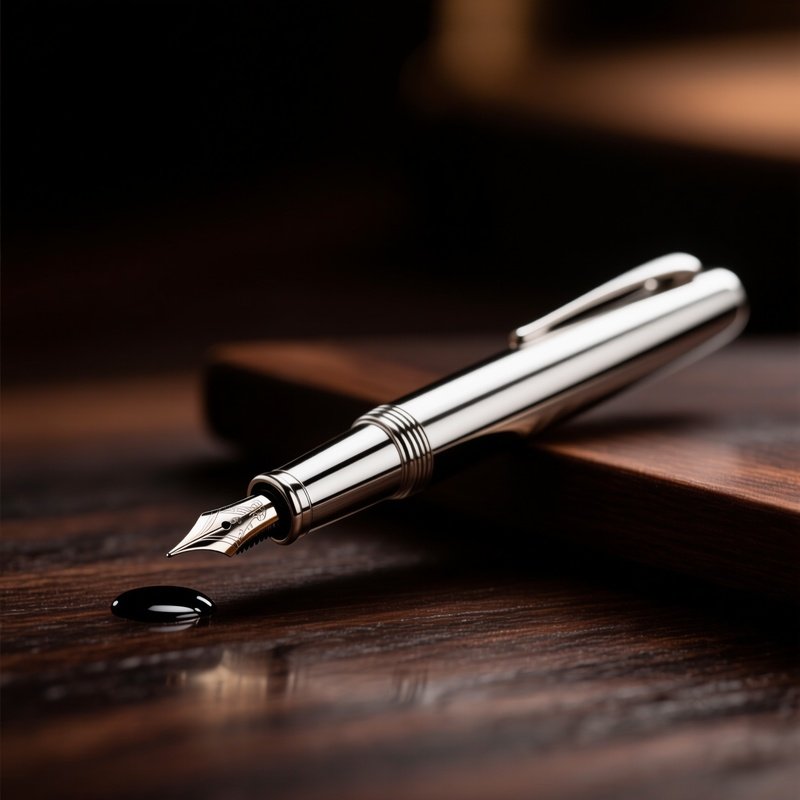 Fountain Pen High End Silver Barrel Nib