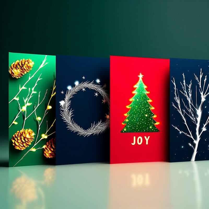 Four Christmas Themed Greeting Cards Christmas Greeting Cards
