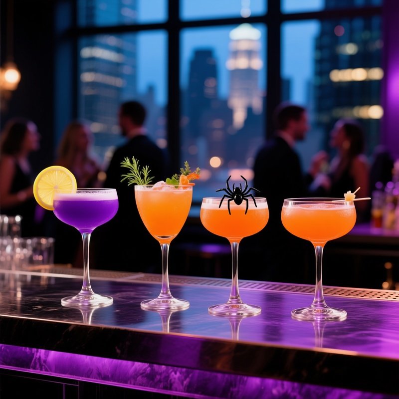 Four Colorful Cocktails In A Bar Setting Cocktails Bar