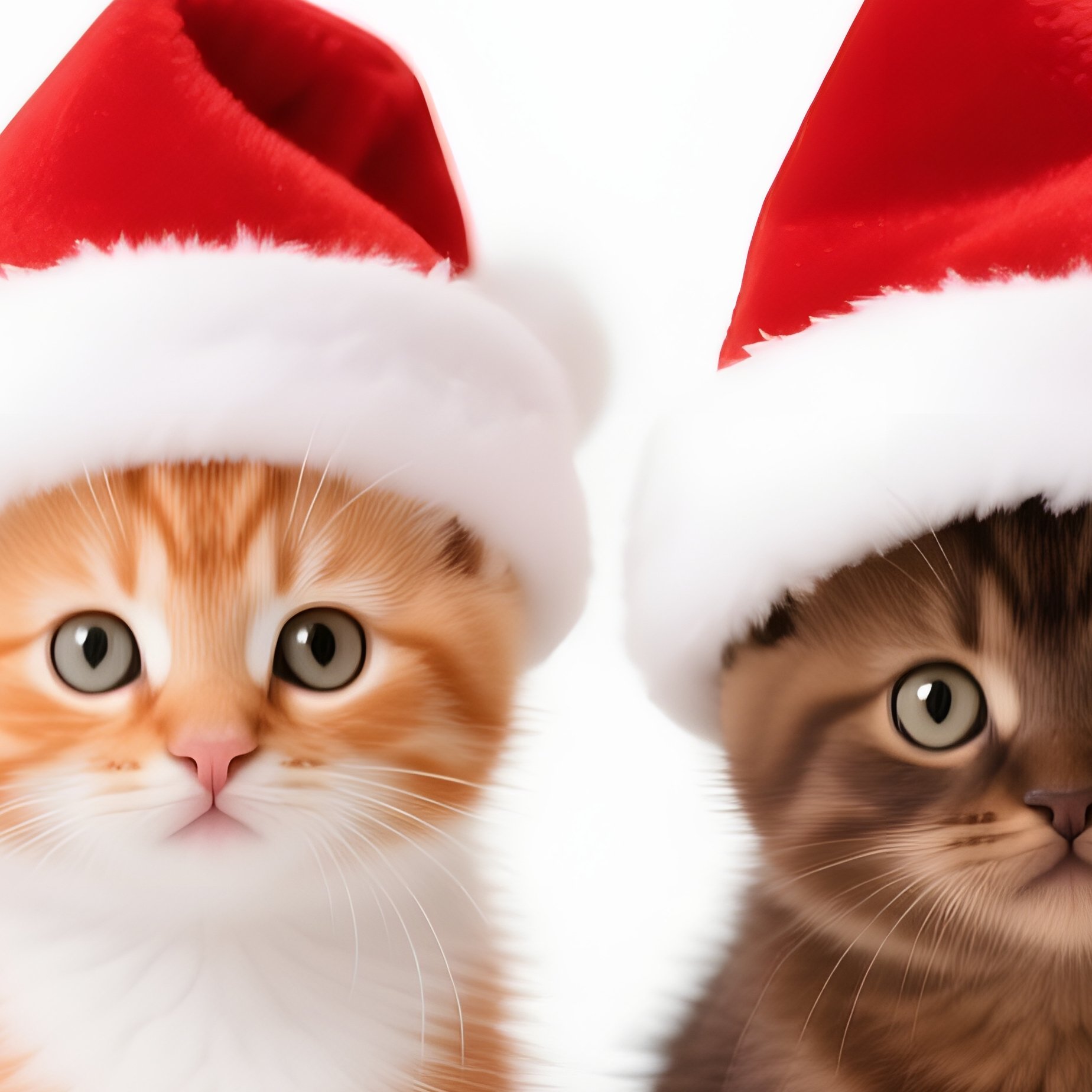 Four Kittens Wearing Santa Hats Kittens Santa Hats - Full Resolution Quality Preview