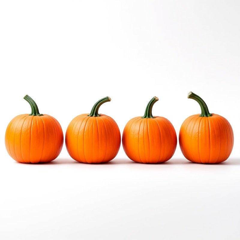 Four Pumpkins In A Row Pumpkin Orange