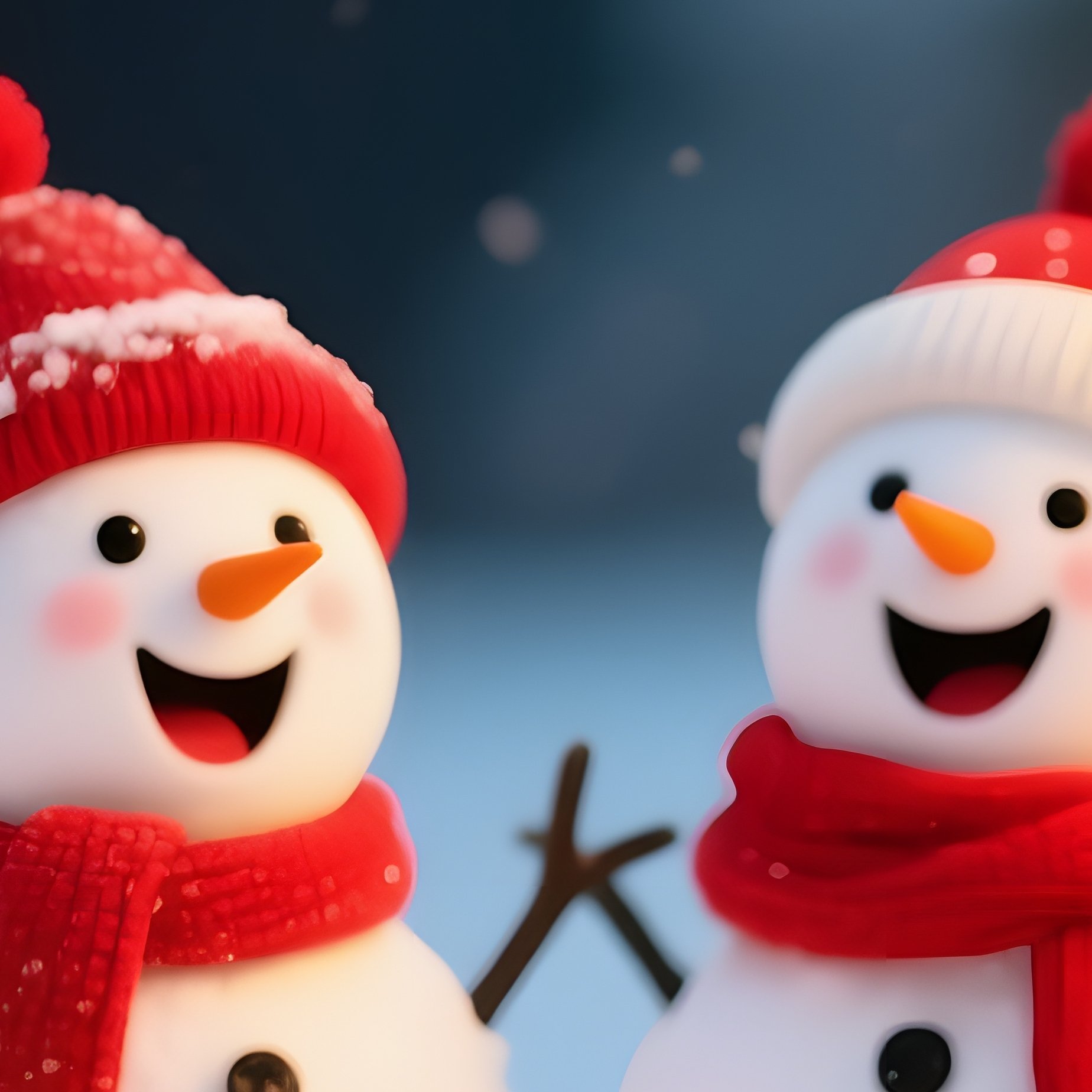 Four Snowmen In A Festive Setting Christmas Snowmen - Full Resolution Quality Preview