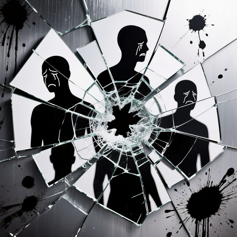 Fragmented Mirror Reflections With Abstract Figures