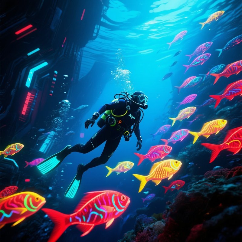 Free Diver Aqua Seraph With Glowing Fish 2