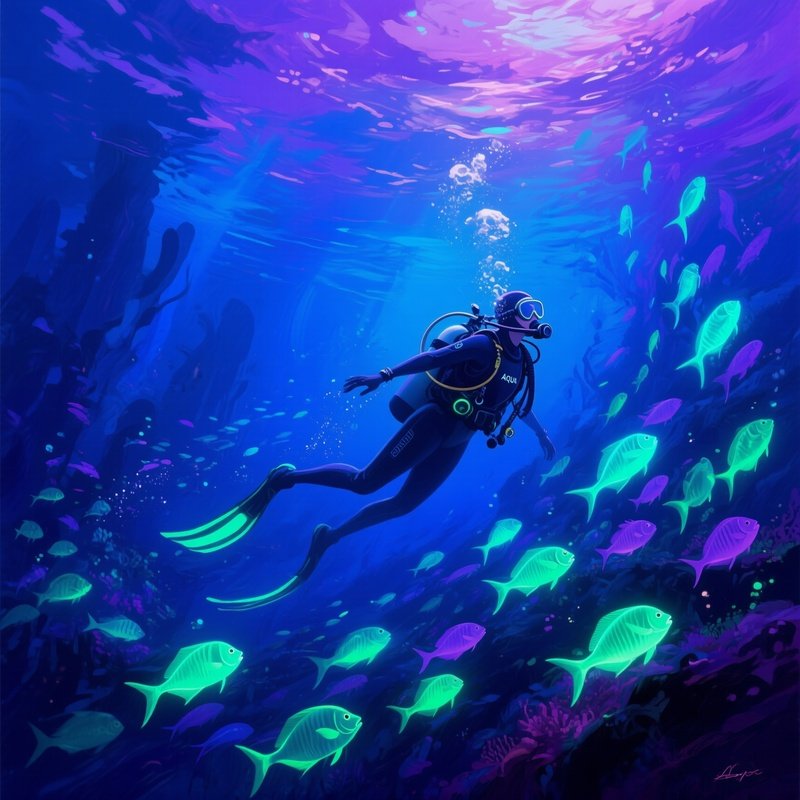 Free Diver Aqua Seraph With Glowing Fish 3