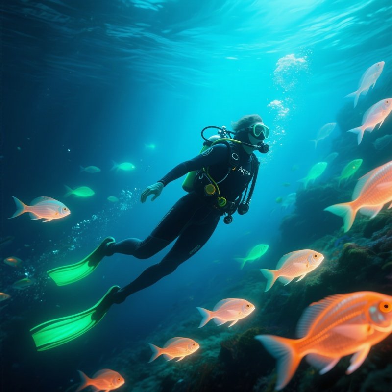 Free Diver Aqua Seraph With Glowing Fish
