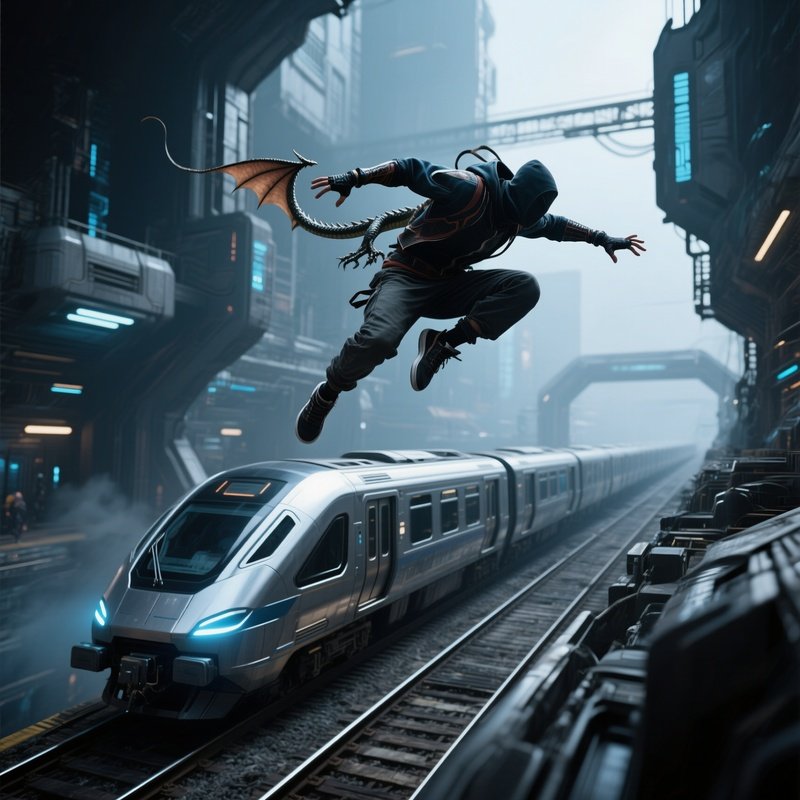 Freerunner Draco Leap Vaulting Over Moving Trains Science Fiction