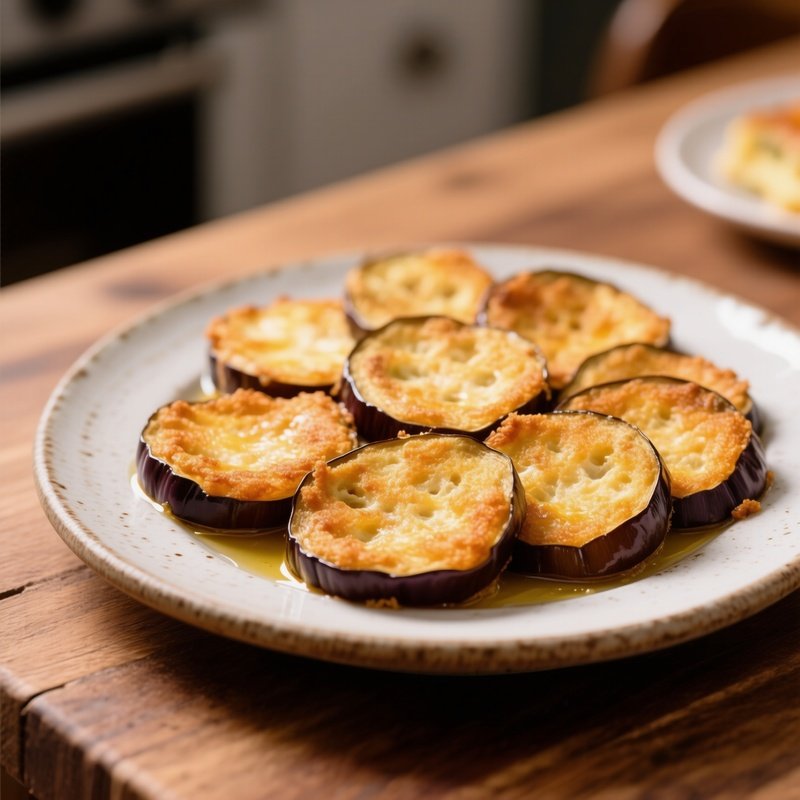 Fried Eggplant Slices Banjan Before Casserole