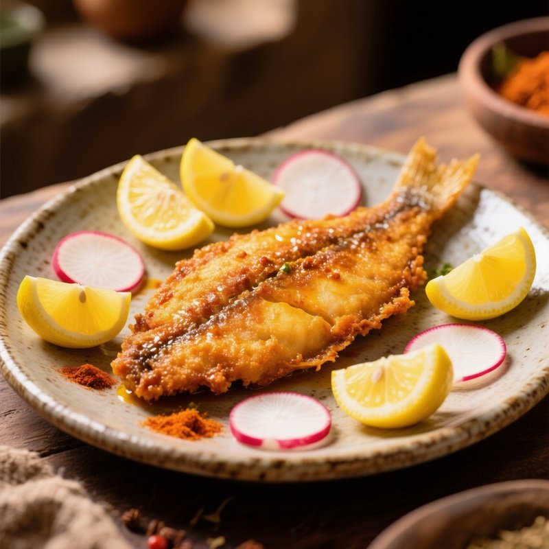 Fried Mahi Fish With Afghan Spices And Side Dishes