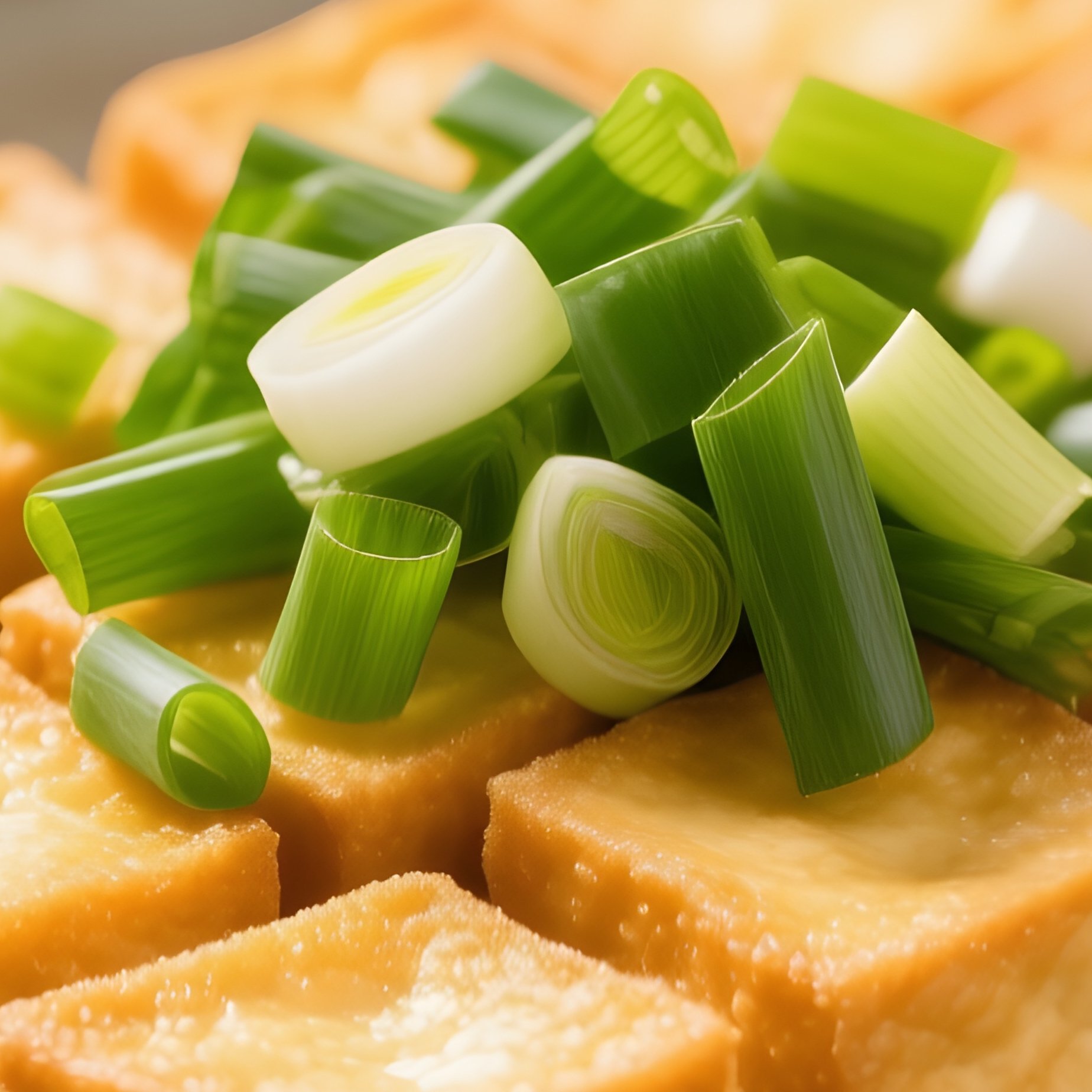 Fried Tofu With Scallions And Fish Sauce - Full Resolution Quality Preview