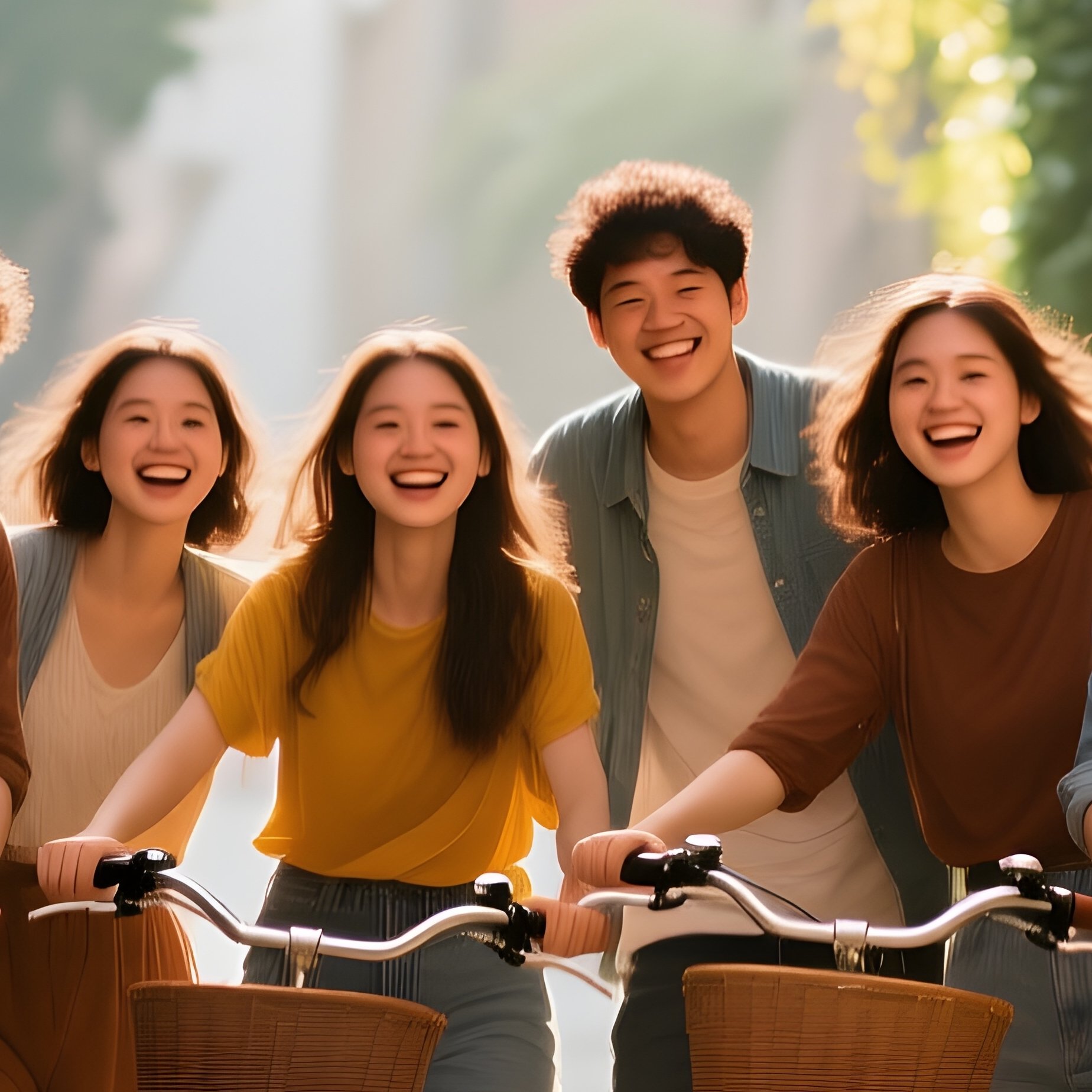 Friends Bicycles Narrow Alley Sunlight - Full Resolution Quality Preview