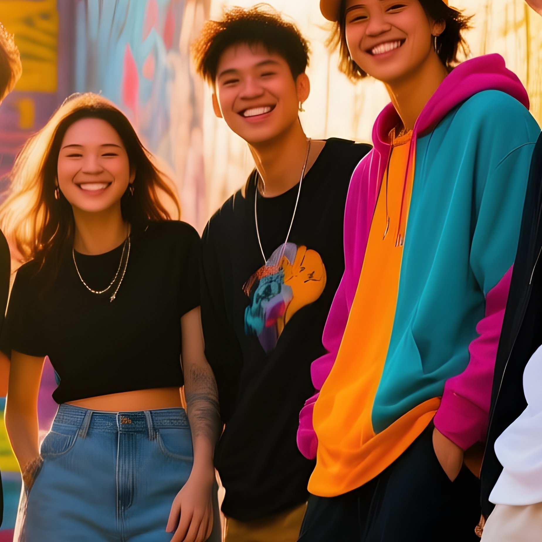 Friends In Bold Urban Streetwear - Full Resolution Quality Preview