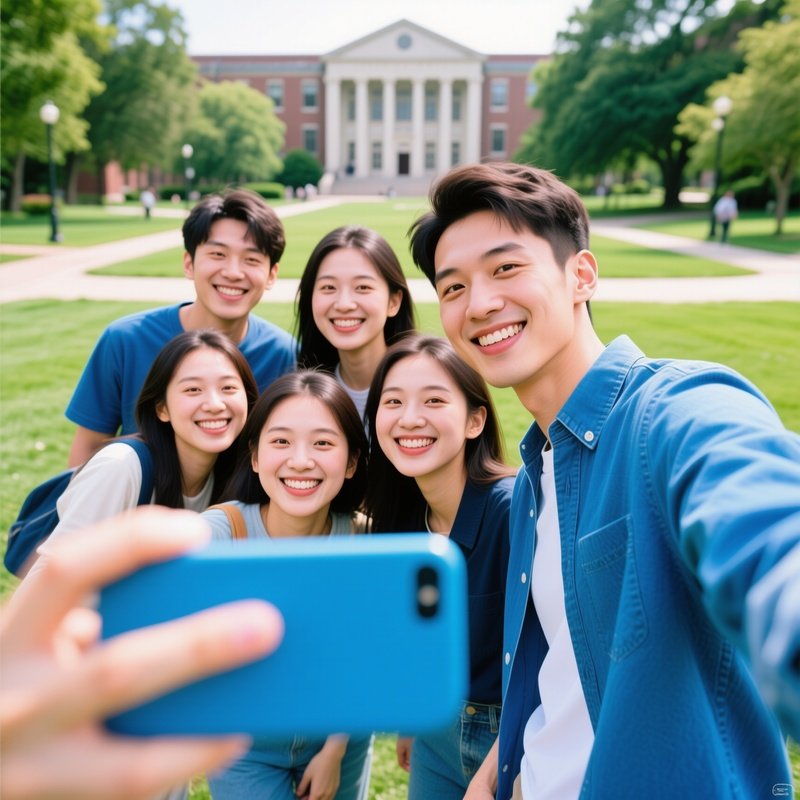 Friends Taking Selfie On Campus