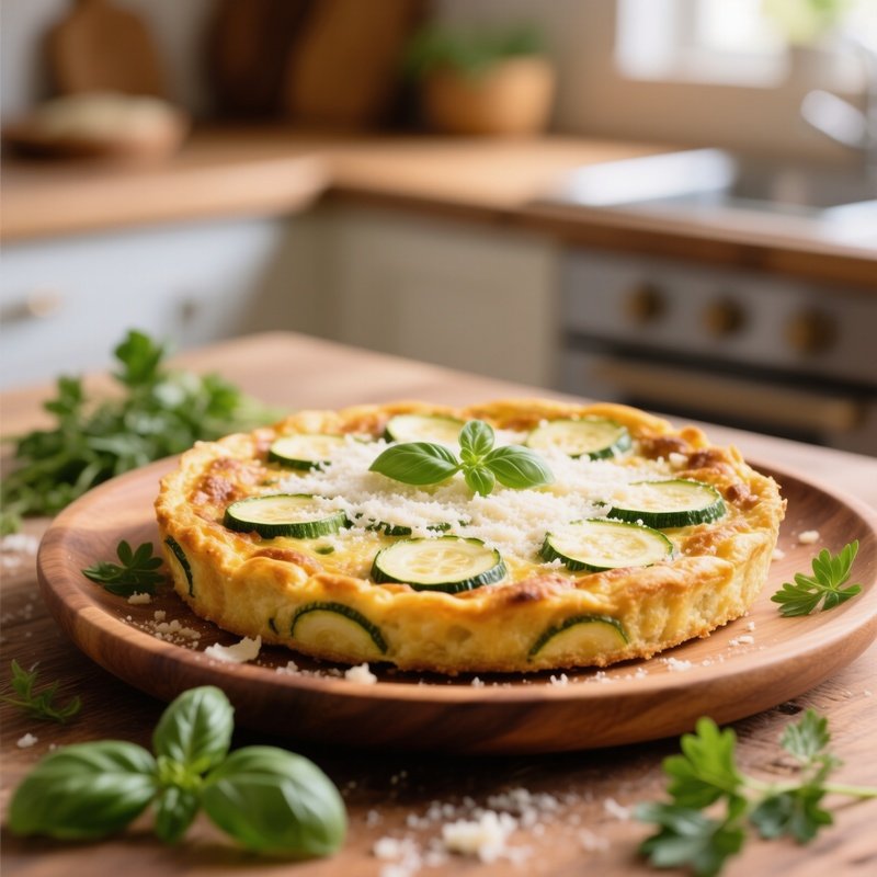 Frittata Di Zucchine Made With Eggs Zucchini Parmigiano Reggiano And Herbs