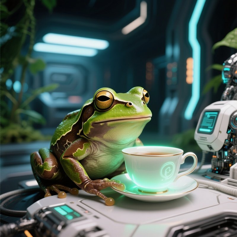 Frog_Drinking_Tea_On_A_Lilypad_Cafe_2