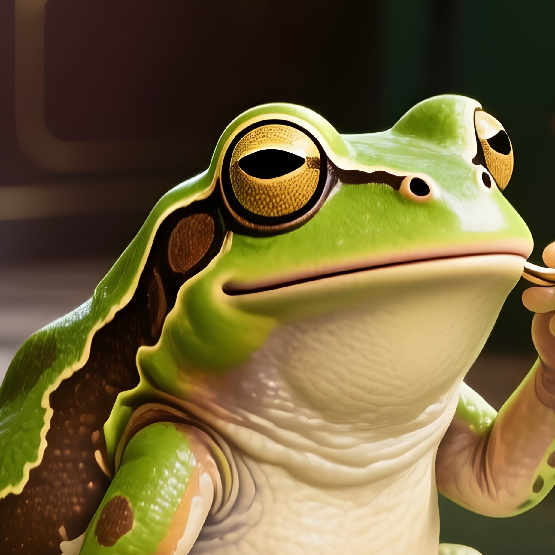 Frog Drinking Tea On A Lilypad Cafe 3 - Full Resolution Quality Preview
