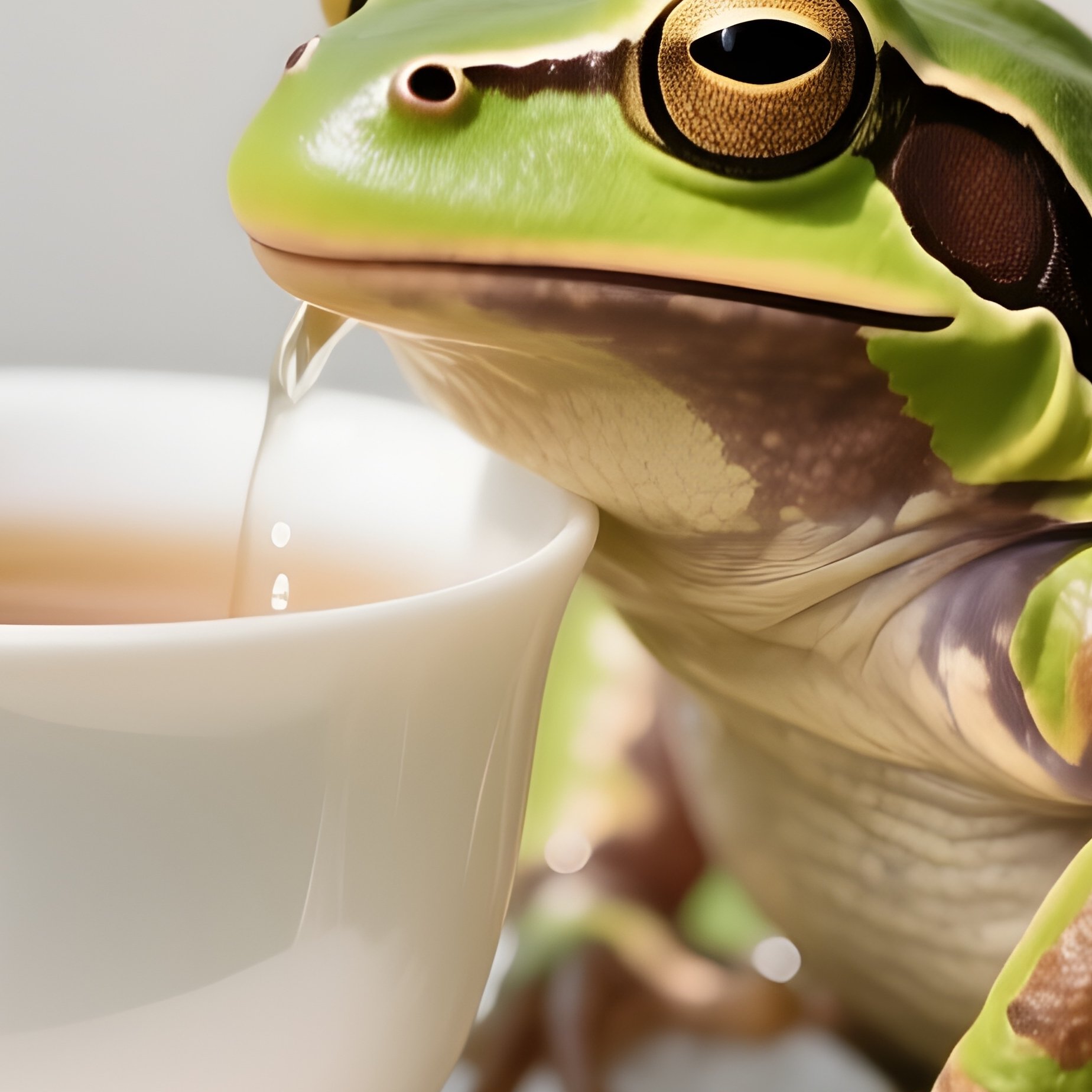 Frog Drinking Tea On A Lilypad Cafe 4 - Full Resolution Quality Preview