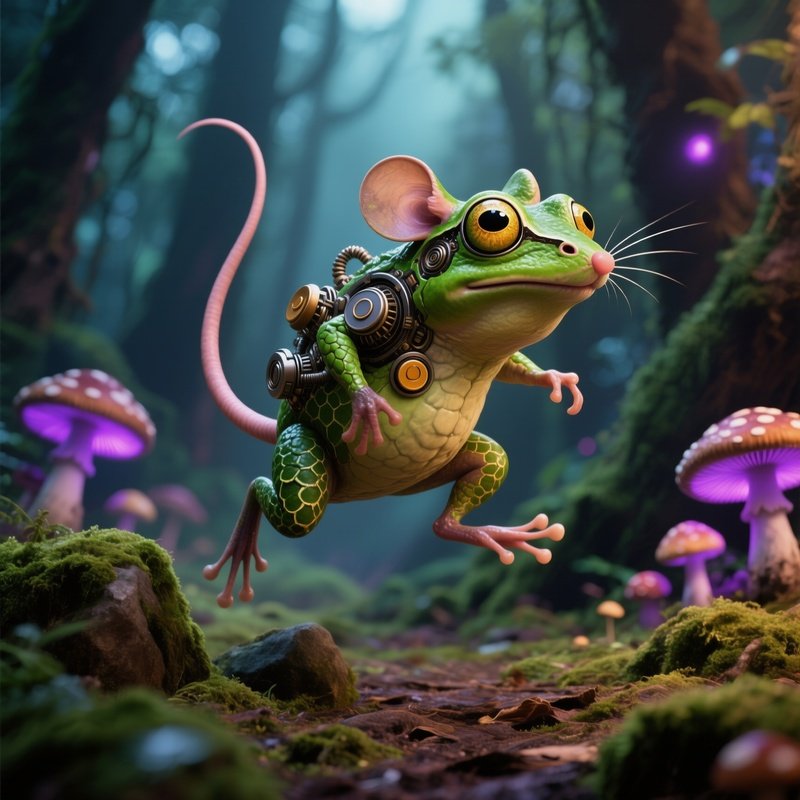 Frog Mouse Metaphorical Creature Fusion