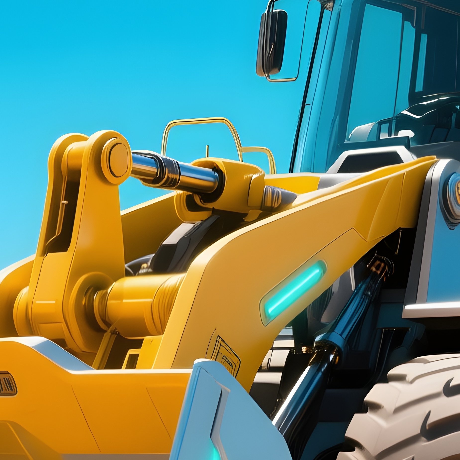 Front Loader Moving Sand Under Clear Blue Skies Science Fiction - Full Resolution Quality Preview