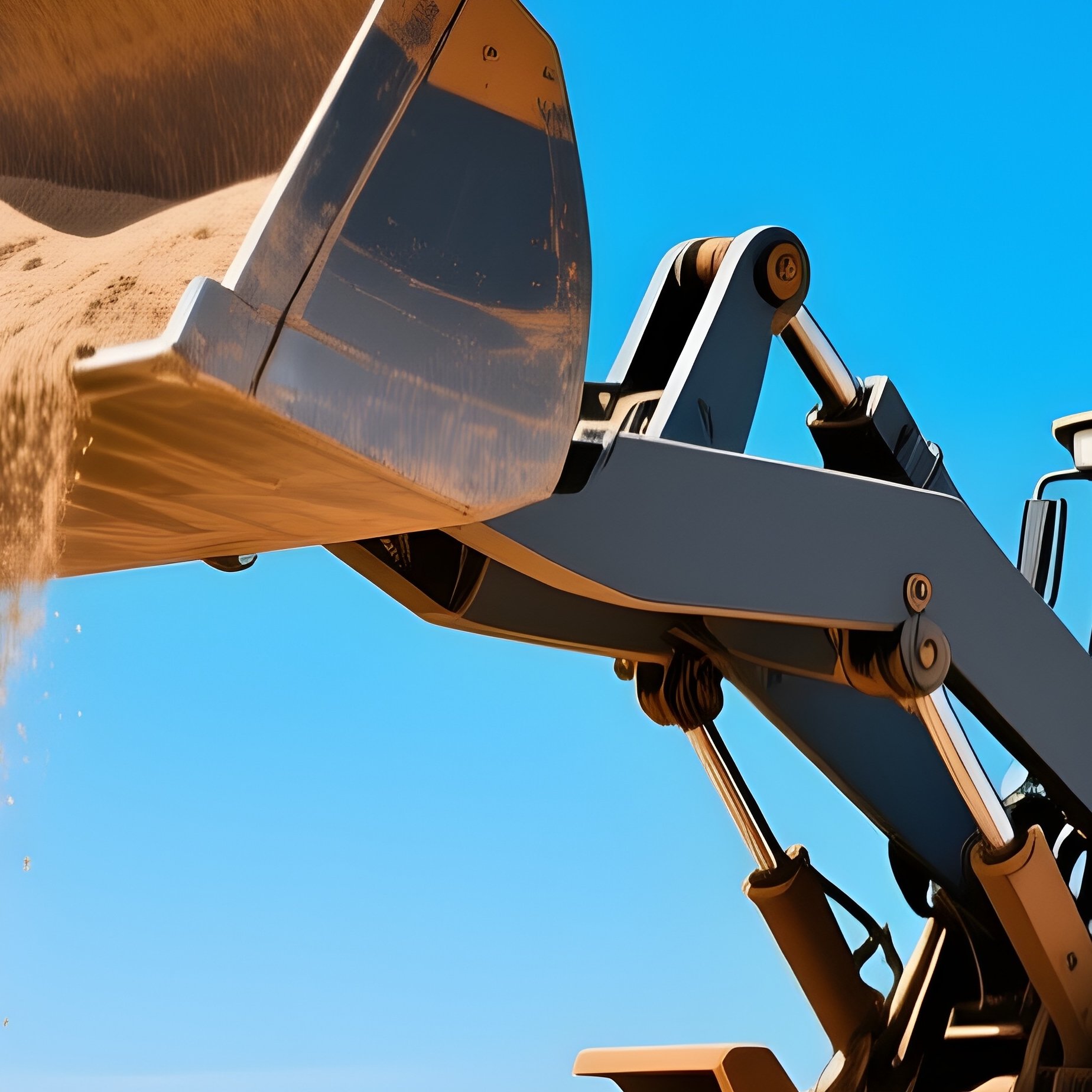 Front Loader Moving Sand Under Clear Blue Skies - Full Resolution Quality Preview