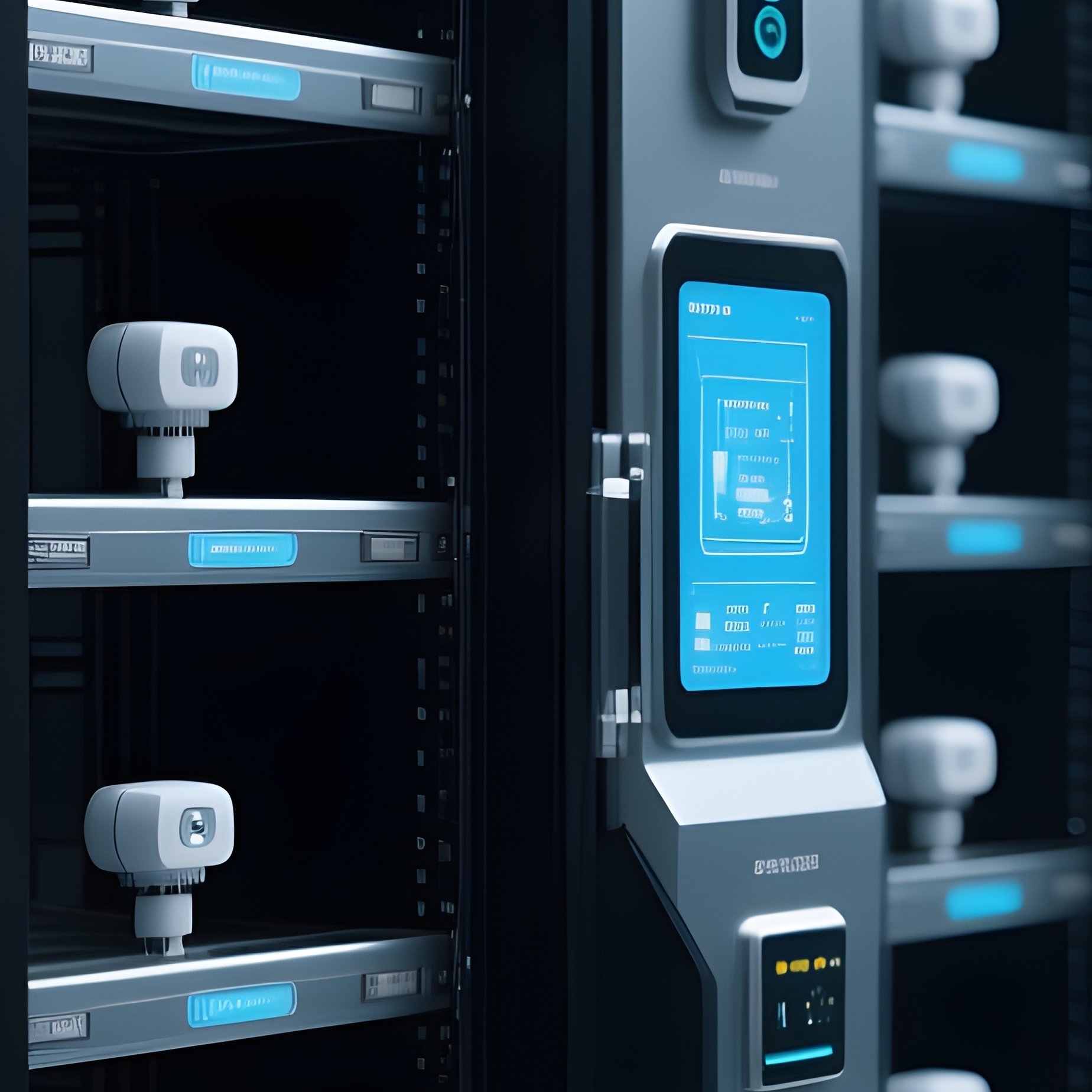 Future Factory Hall Storage Racks Photorealistic Image - Full Resolution Quality Preview