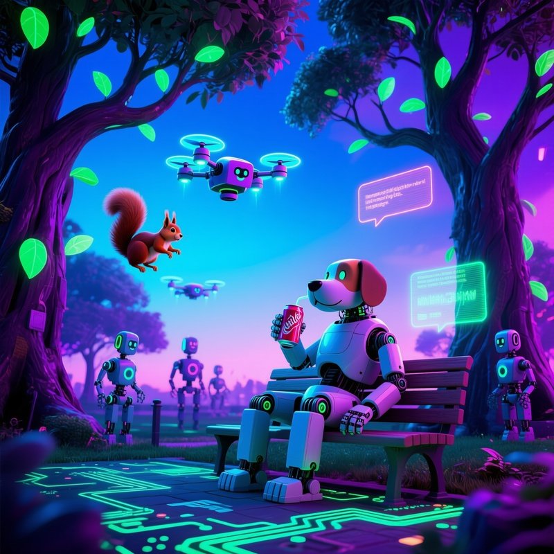 Futuristic Absurd Robot Park