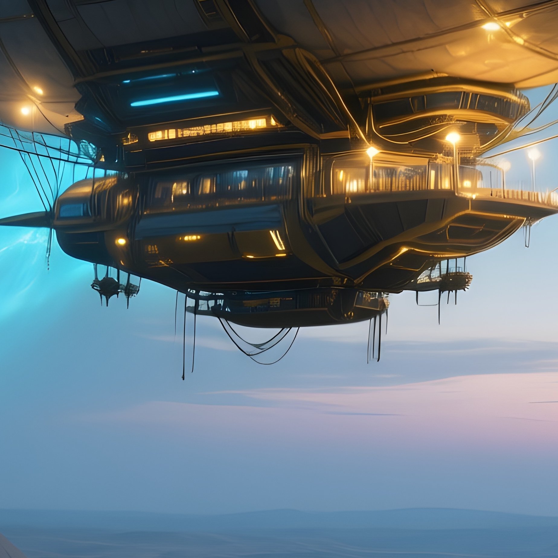 Futuristic Airship Above Nile Valley Fantasy - Full Resolution Quality Preview
