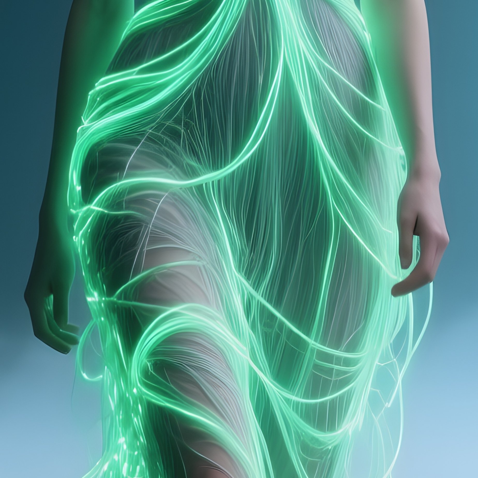 Futuristic Bioluminescent Gown - Full Resolution Quality Preview