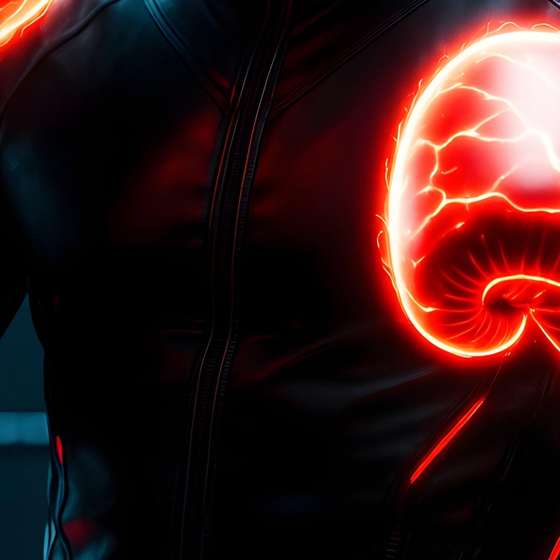 Futuristic Boxer Crimson Pulse Energy Gloves Holographic Ring - Full Resolution Quality Preview