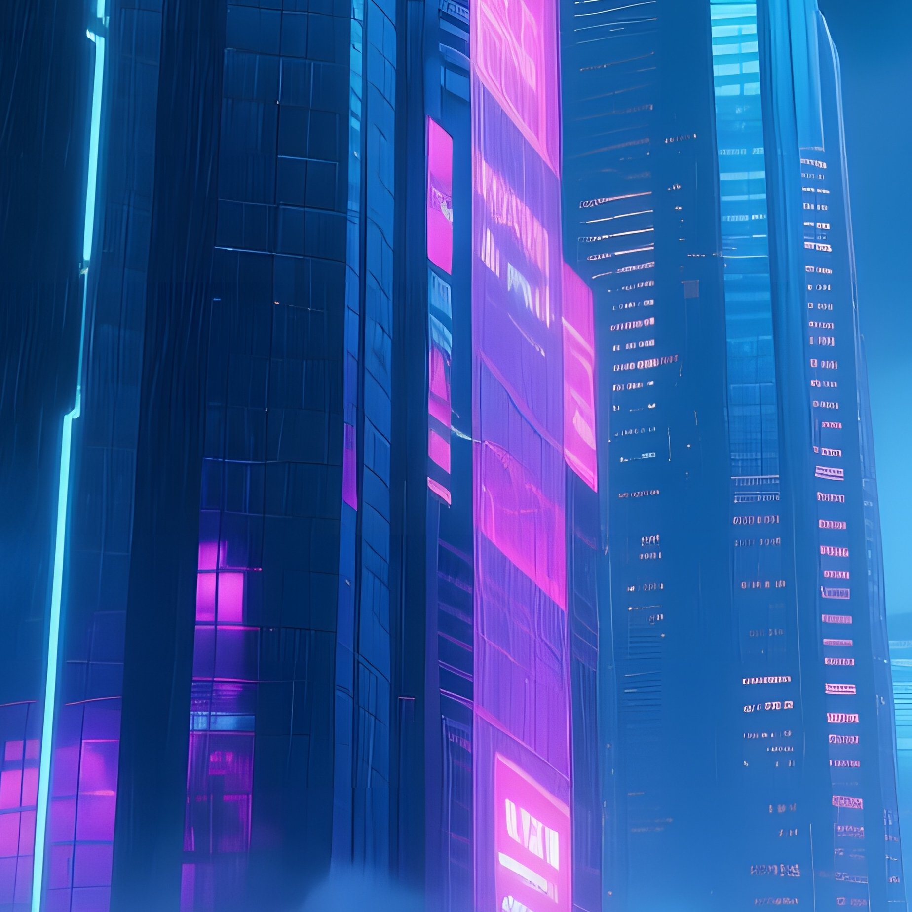Futuristic City At Night Neon Rain - Full Resolution Quality Preview
