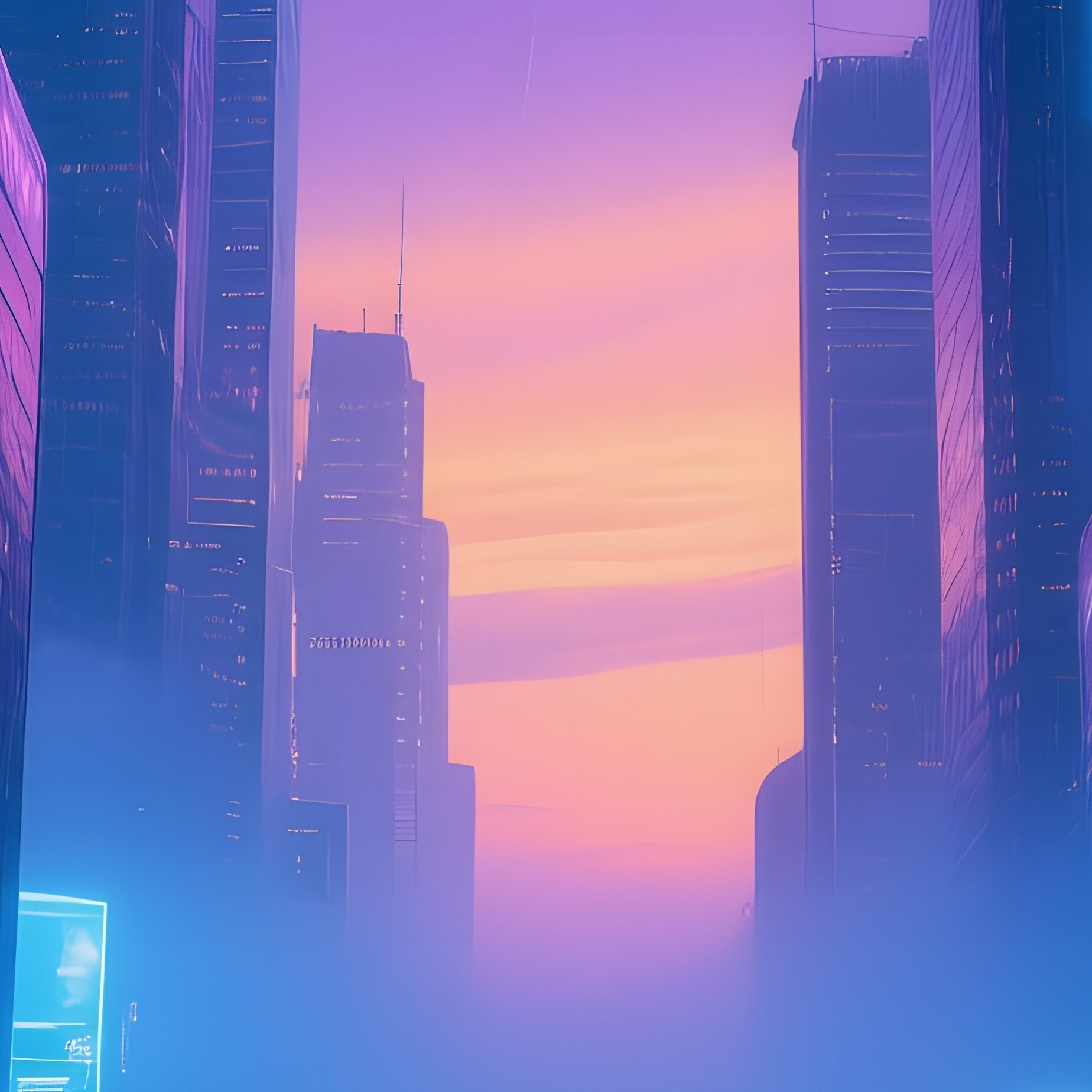Futuristic Cityscape Perpetual Twilight - Full Resolution Quality Preview