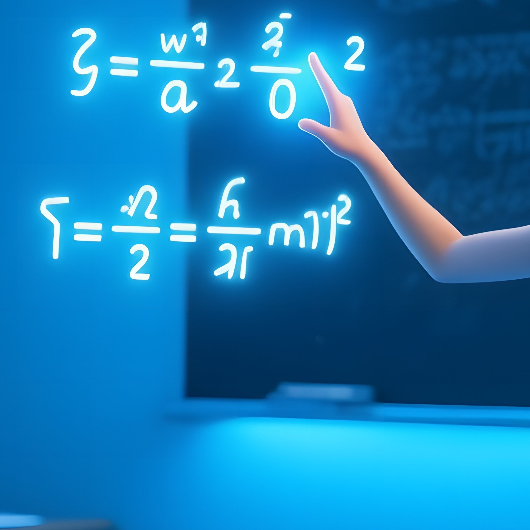 Futuristic Classroom Holographic Teachers Student Interacting Equations - Full Resolution Quality Preview