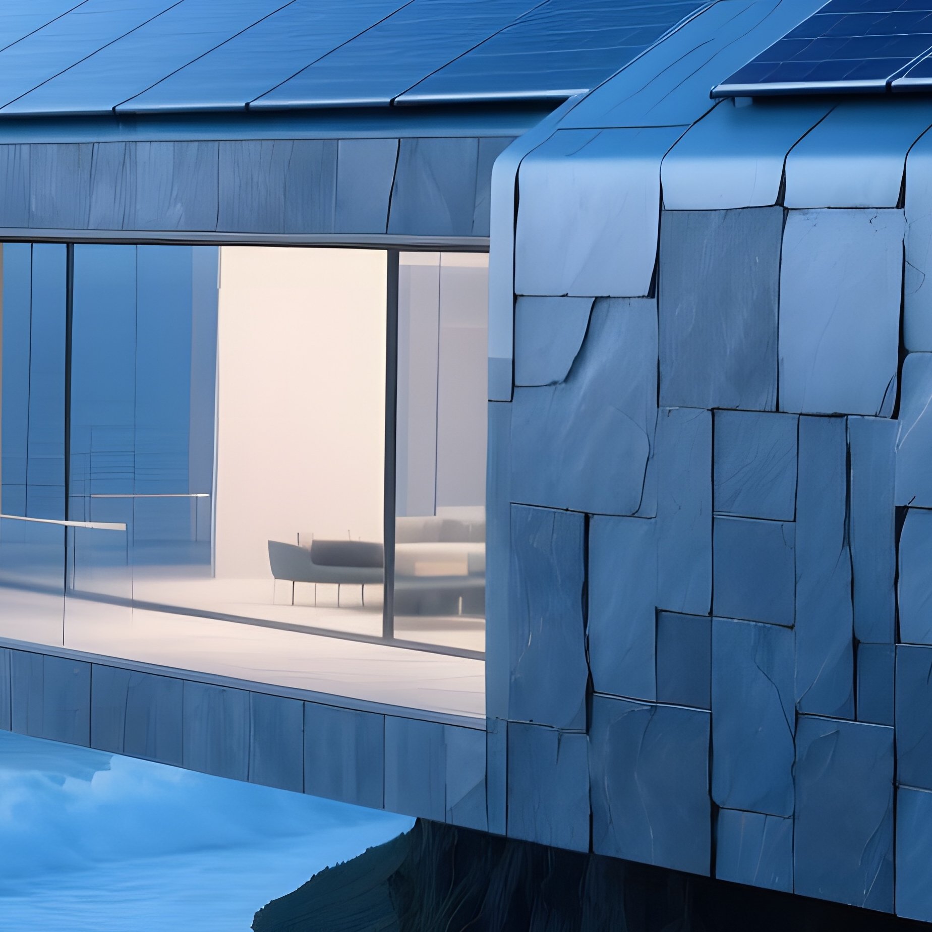 Futuristic Eco Home On Cliff At Twilight - Full Resolution Quality Preview