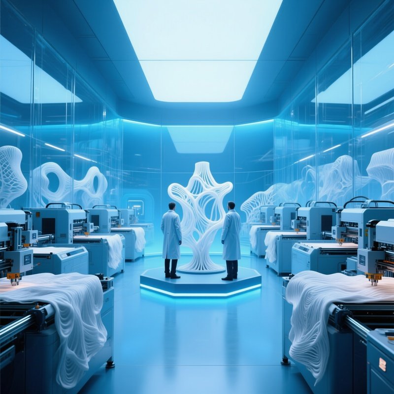 Futuristic Laboratory 3D Printers Fabric Structures