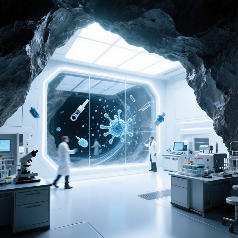 Futuristic Laboratory In Hollowed Out Asteroid