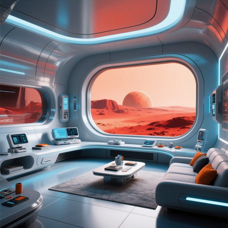 Futuristic Mars Habitat Interior Digital Art