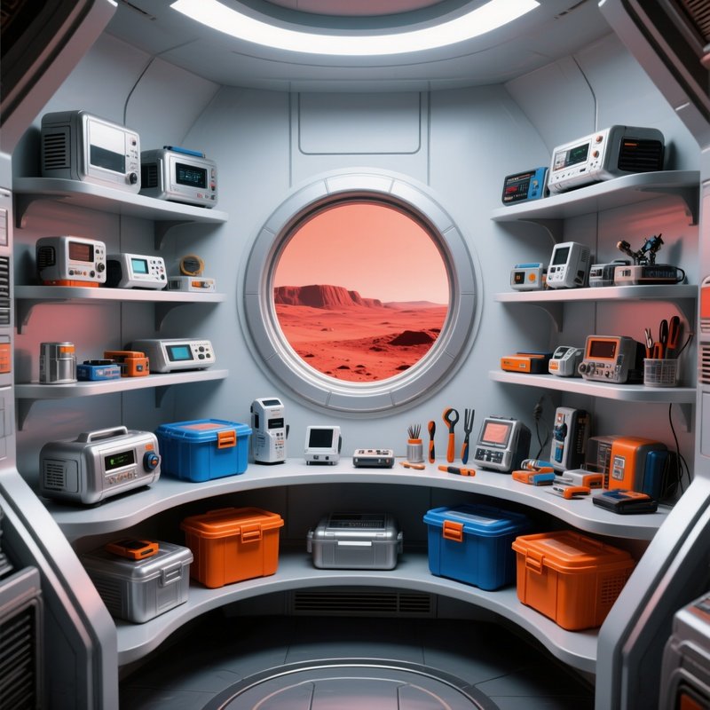 Futuristic Mars Habitat Interior Still Life