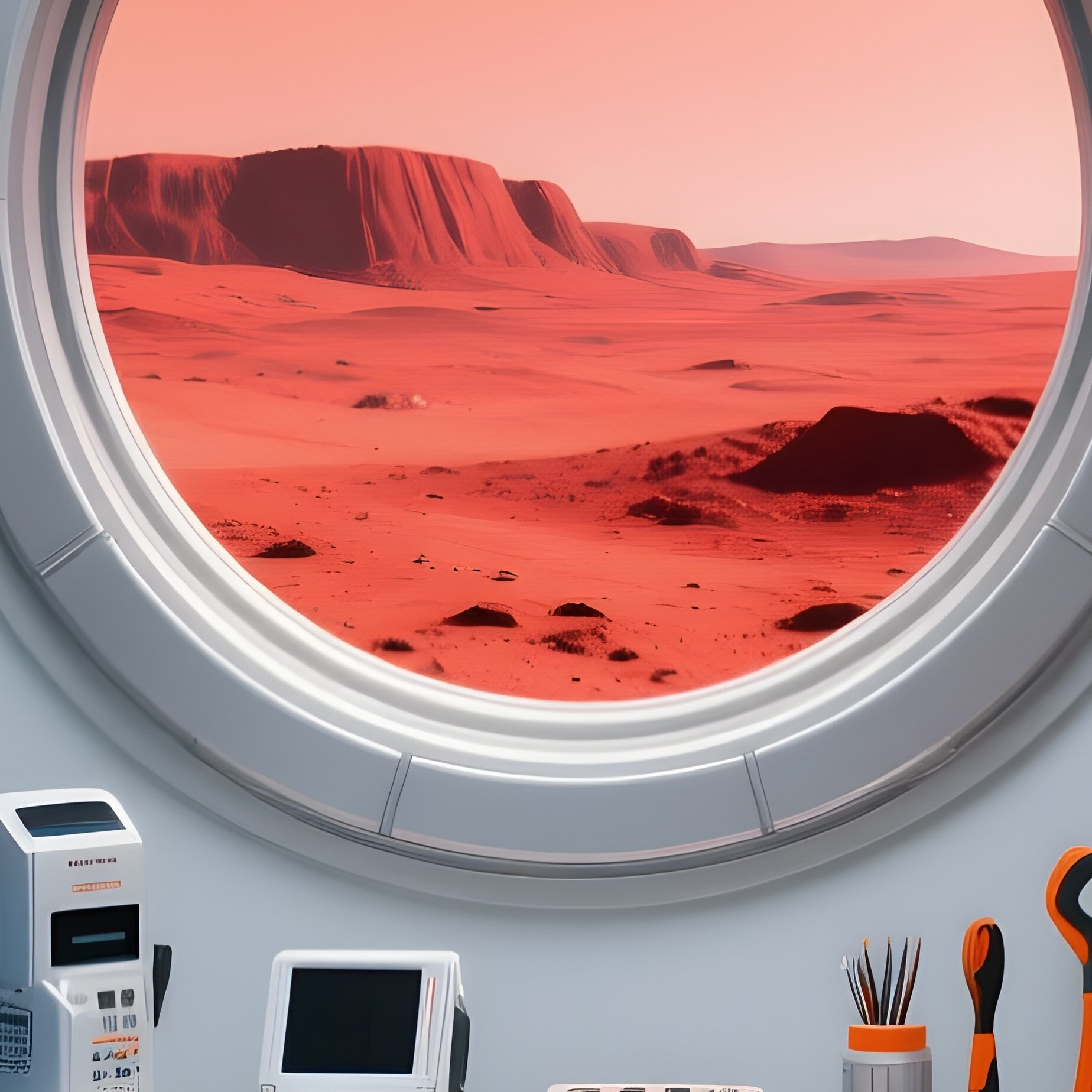 Futuristic Mars Habitat Interior Still Life - Full Resolution Quality Preview