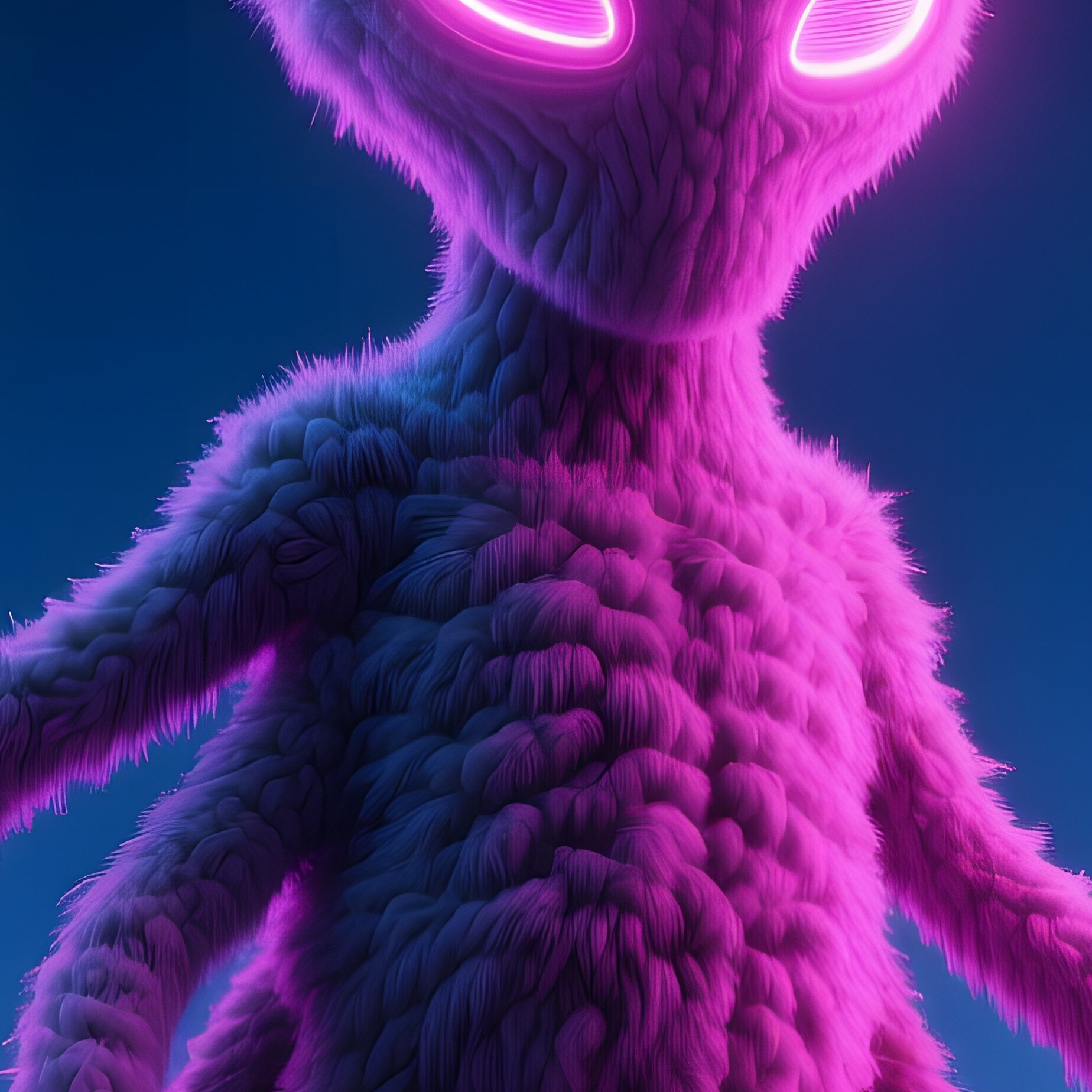 Futuristic Sci Fi Cityscape With Wool Alien Sculpture - Full Resolution Quality Preview