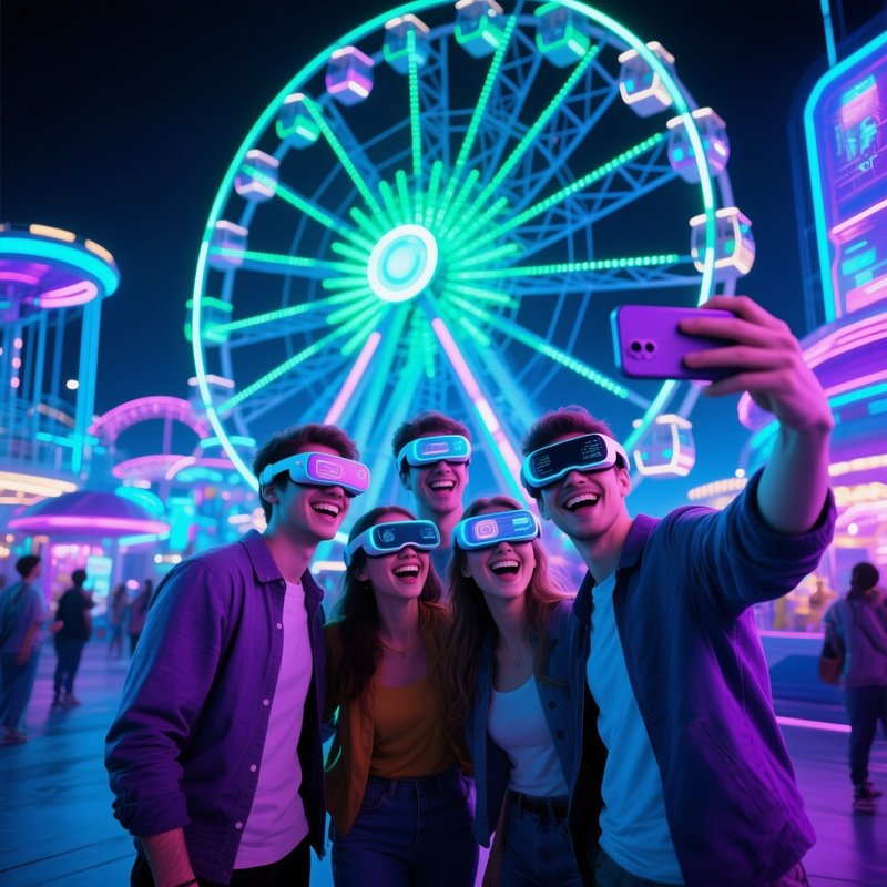 Futuristic Selfies With Ferris Wheel
