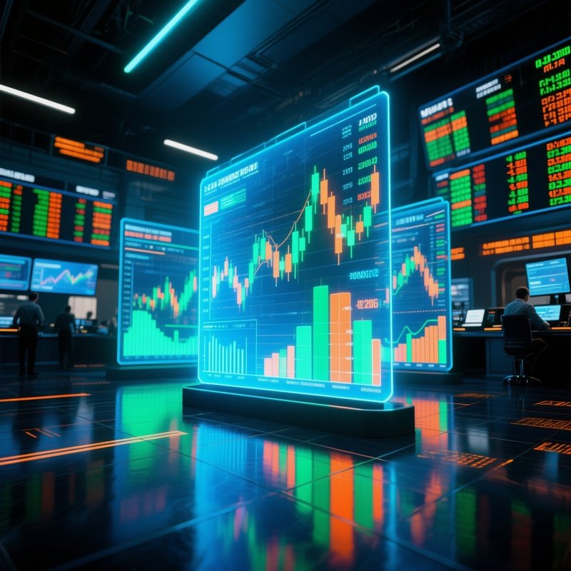 Futuristic Stock Exchange Holograms