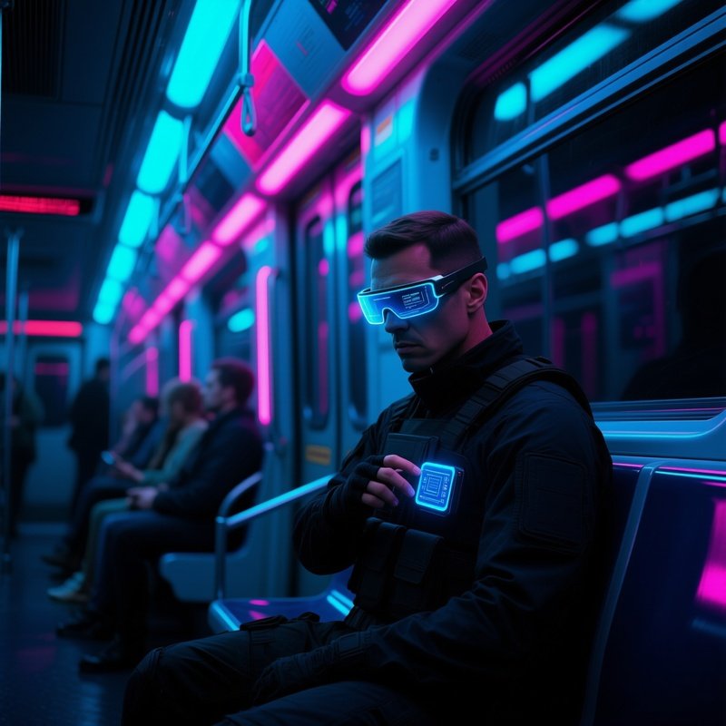 Futuristic Subway Car At Night Hacking