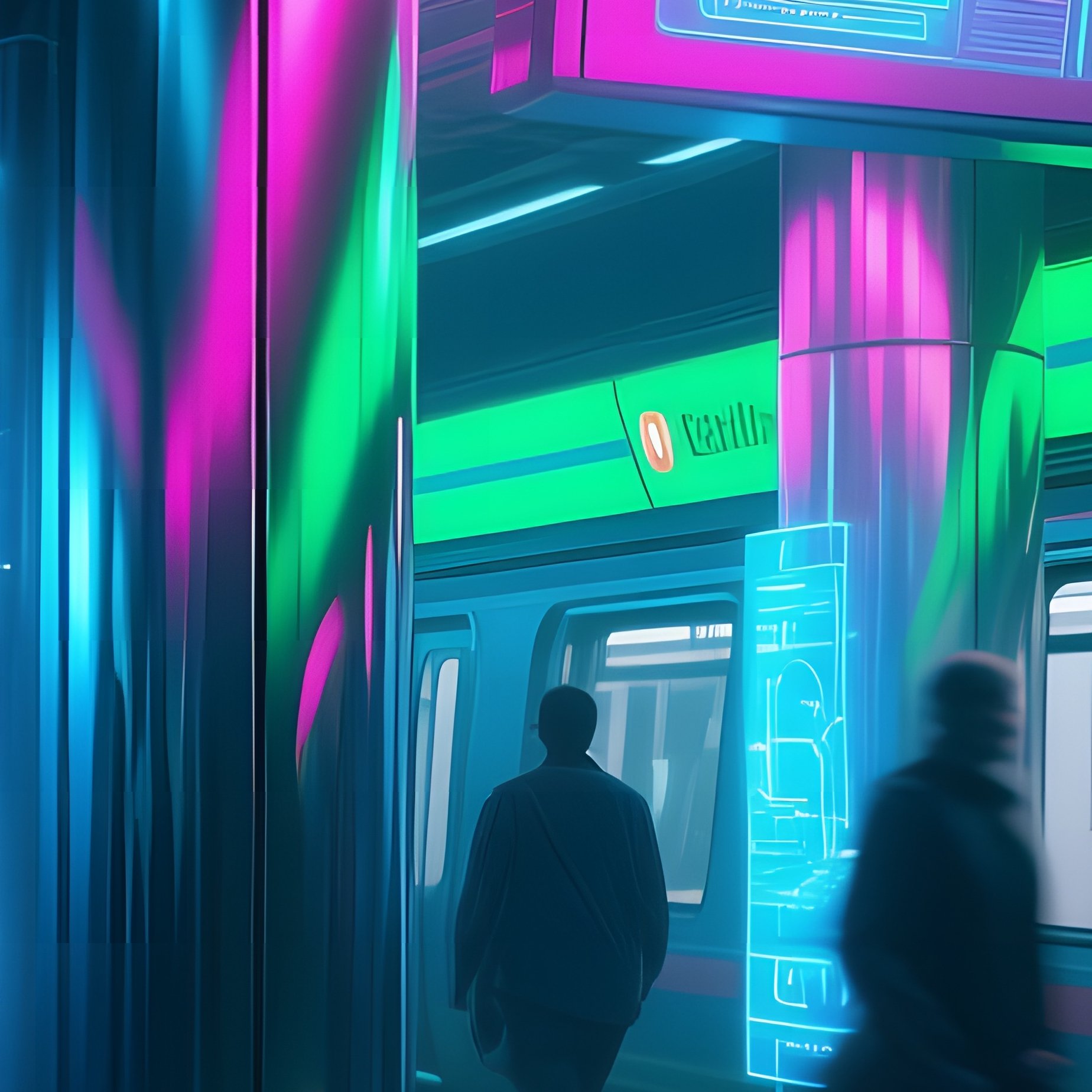 Futuristic Subway Station Rush Hour - Full Resolution Quality Preview