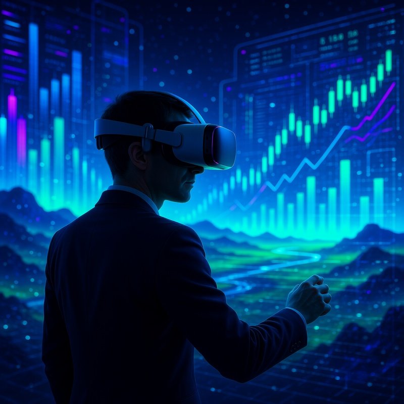 Futuristic Trader Analyzing Virtual Reality Financial Charts