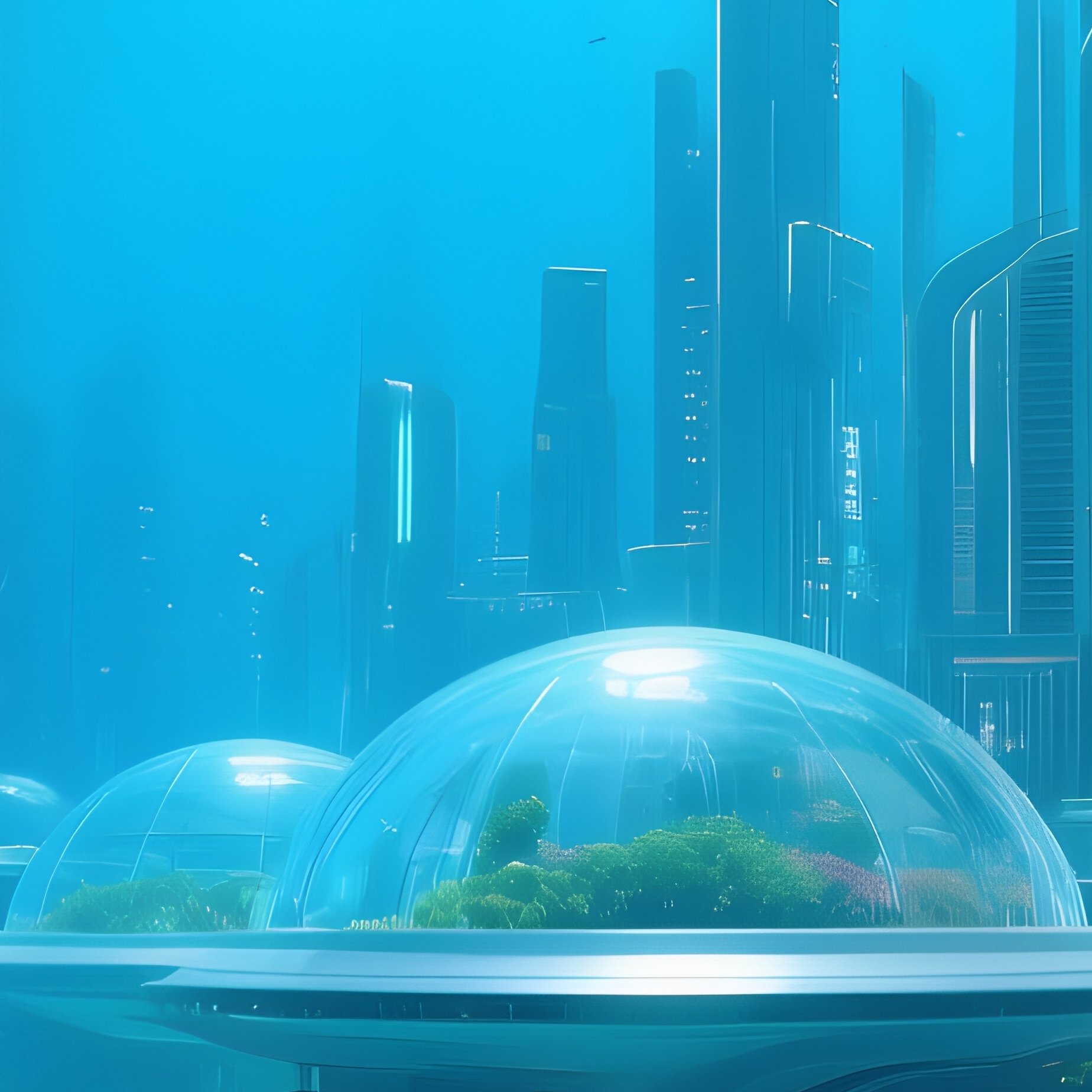 Futuristic Underwater City Glass Domes Coral Gardens 2 - Full Resolution Quality Preview