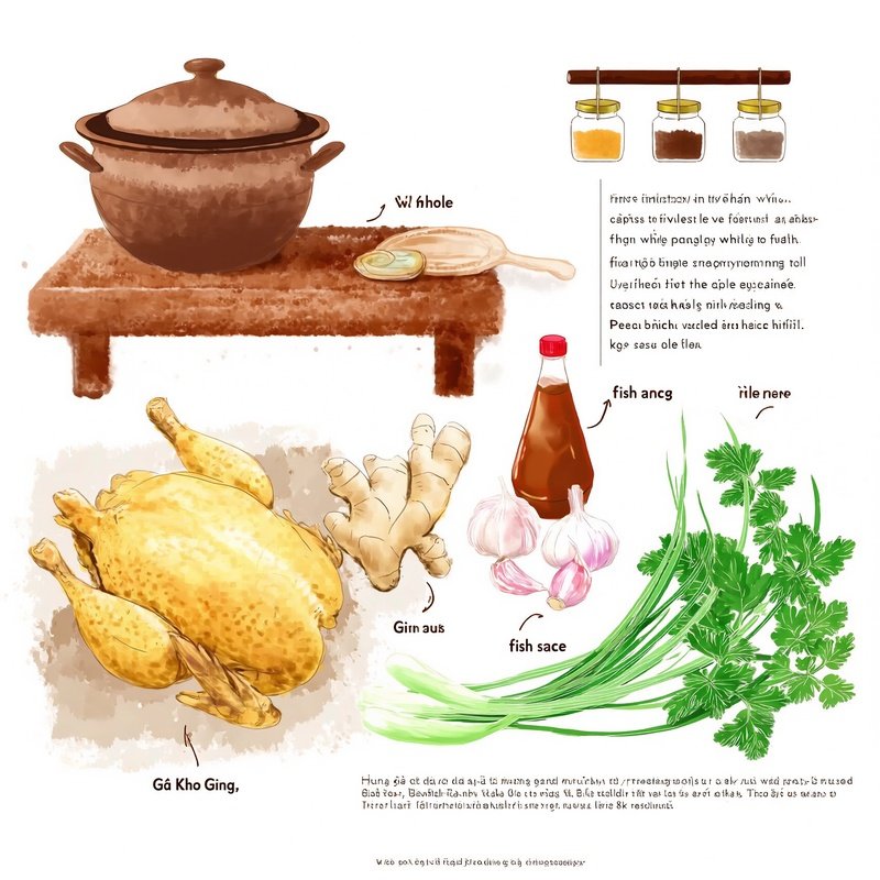 Gà Kho Gừng As A Culinary Recipe Illustration